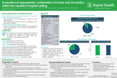 Evaluation of Appropriate Continuation of Home Oral Oncolytics within the Inpatient Hospital Setting