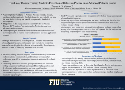 Third Year Physical Therapy Students' Perceptions of Reflection-Based Learning in an Advanced Pediatric Curriculum