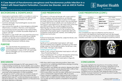 A Case Report Of Pseudomonas aeruginosa and Pseudomonas putida Infection an a Patient With Nasal Septum Perforation, Cocaine Use Disorder, and an Anca Positive Assay