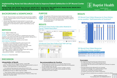 Implementing Nurse-led Educational Tools to Improve Patient Satisfaction in OP Wound Center