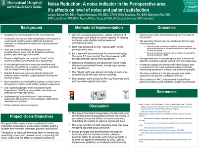 Noise Reduction: A Noise Indicator in the Perioperative Area, it's Effect on Level of Noise and Patient Satisfaction
