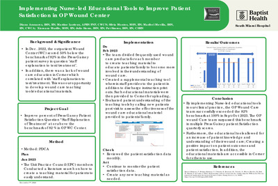 Implementing Nurse-led Educational Tools to Improve Patient Satisfaction in OP Wound Center