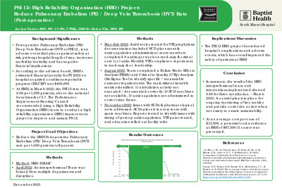 PSI-12: High Reliability Organization (HRO) Project: Reduce Pulmonary Embolism (PE) / Deep Vein Thrombosis (DVT) Rate (Peri-operative)