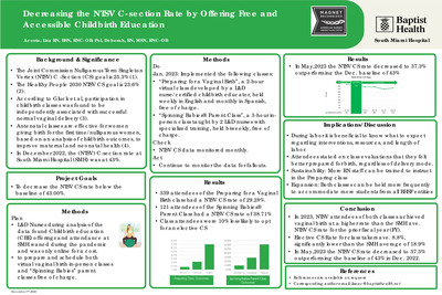 Decreasing the NTSV C-section Rate by Offering Free and Accessible Childbirth Education