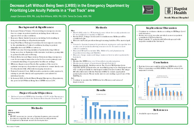 Decrease Left Without Being Seen (LWBS) in the Emergency Department by Prioritizing Low Acuity Patients in a “Fast Track” area